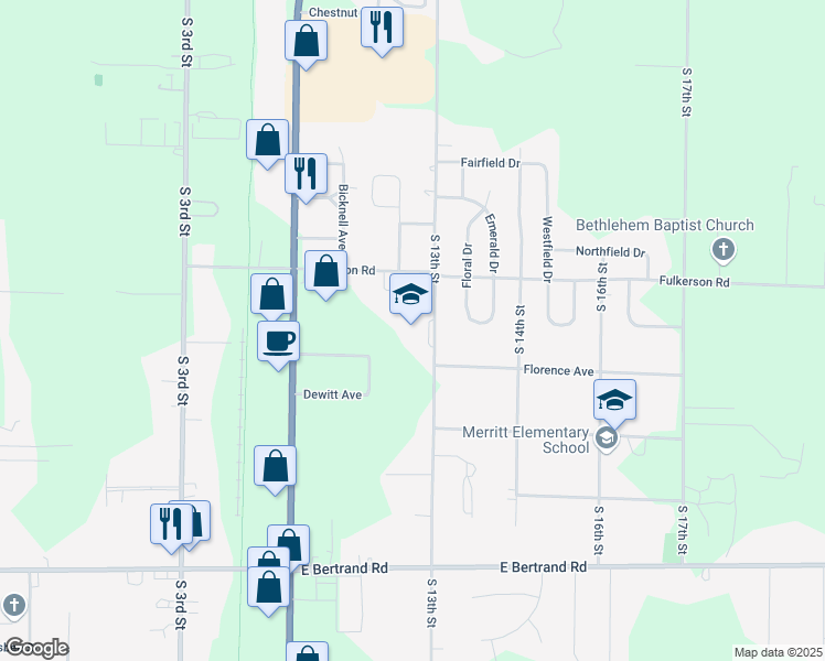 map of restaurants, bars, coffee shops, grocery stores, and more near 2428 South 13th Street in Niles