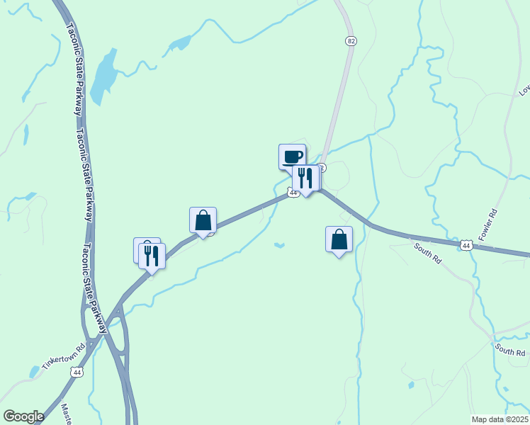 map of restaurants, bars, coffee shops, grocery stores, and more near 1 Brothers Lane in Pleasant Valley