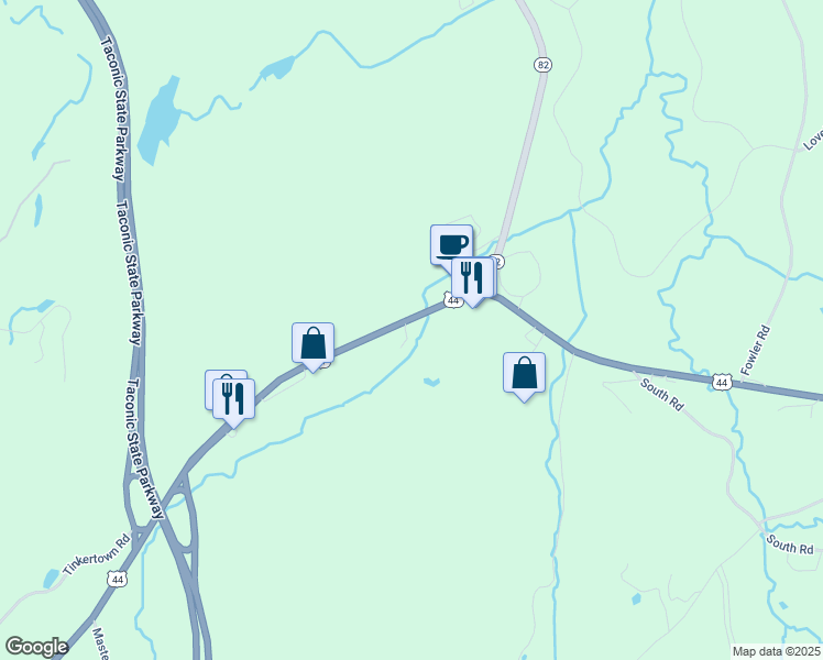 map of restaurants, bars, coffee shops, grocery stores, and more near 1 Brothers Lane in Pleasant Valley