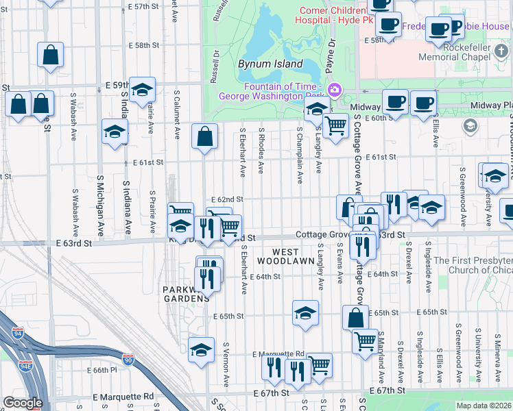 map of restaurants, bars, coffee shops, grocery stores, and more near in Chicago