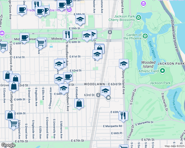 map of restaurants, bars, coffee shops, grocery stores, and more near in Chicago