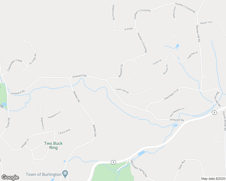 map of restaurants, bars, coffee shops, grocery stores, and more near Vineyard Road in Burlington