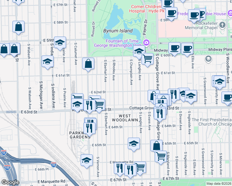 map of restaurants, bars, coffee shops, grocery stores, and more near in Chicago