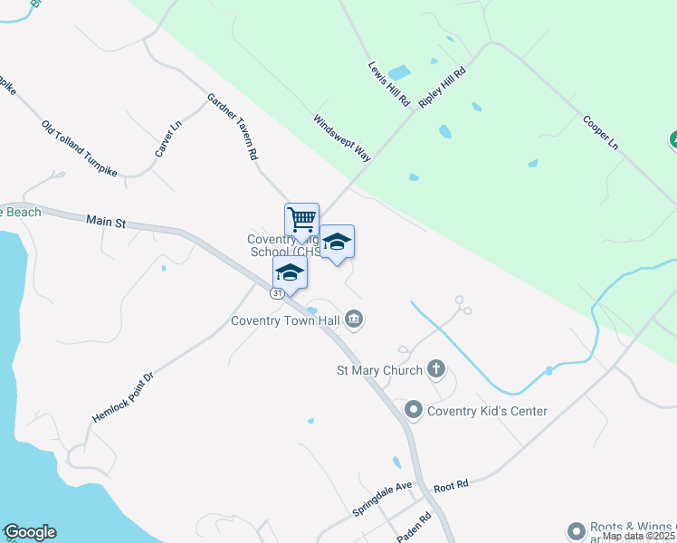 map of restaurants, bars, coffee shops, grocery stores, and more near 78 Ripley Hill Road in Coventry