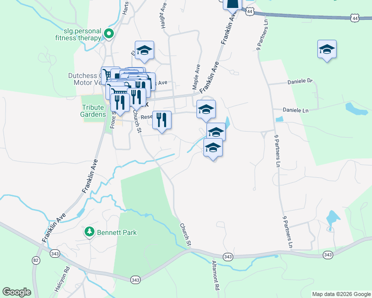 map of restaurants, bars, coffee shops, grocery stores, and more near 29 Alden Terrace in Millbrook