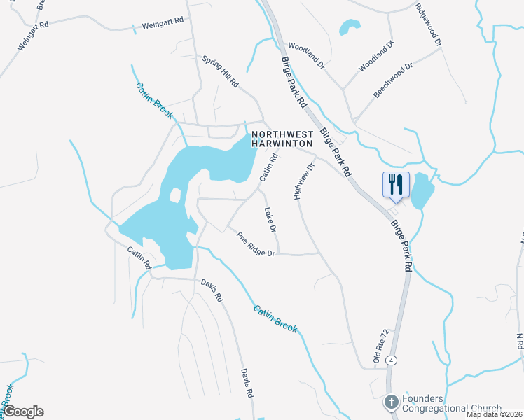 map of restaurants, bars, coffee shops, grocery stores, and more near 35 Lake Drive in Harwinton