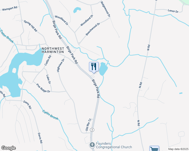 map of restaurants, bars, coffee shops, grocery stores, and more near 178 Birge Park Road in Harwinton