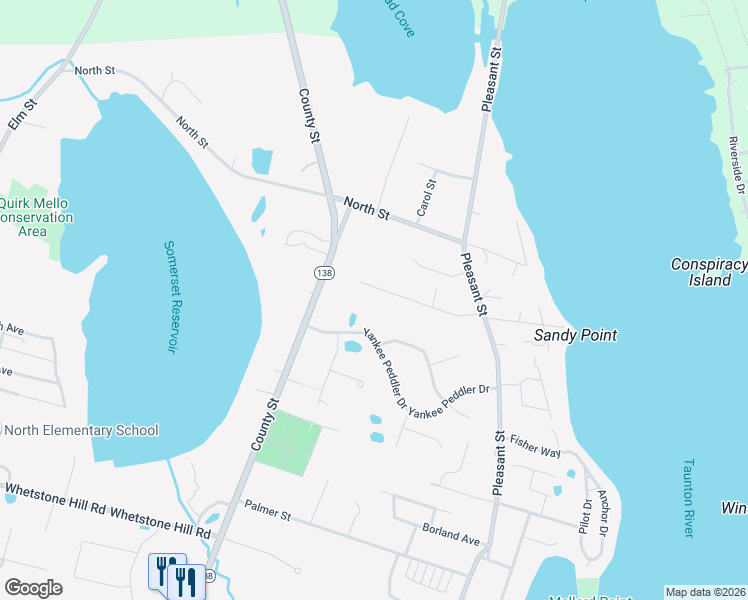 map of restaurants, bars, coffee shops, grocery stores, and more near 273 Compos Street in Somerset