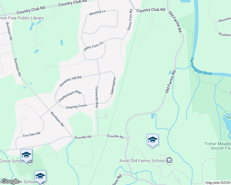 map of restaurants, bars, coffee shops, grocery stores, and more near 34 Oakengates in Avon