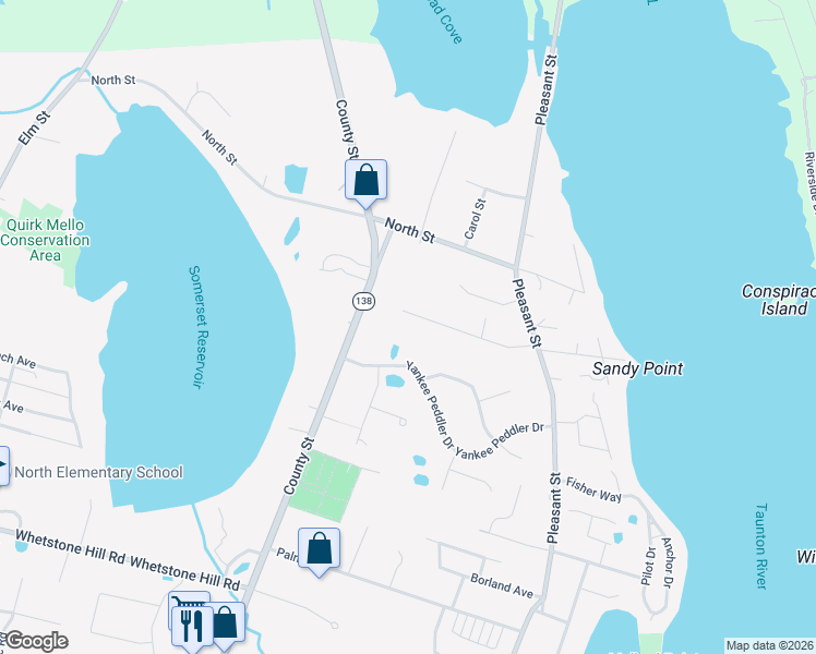 map of restaurants, bars, coffee shops, grocery stores, and more near 273 Compos Street in Somerset