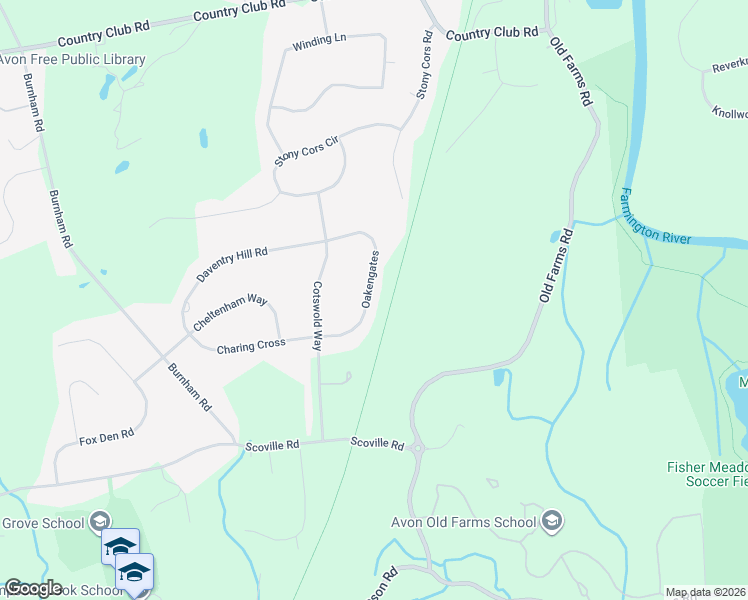 map of restaurants, bars, coffee shops, grocery stores, and more near 34 Oakengates in Avon