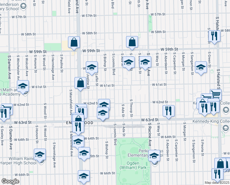 map of restaurants, bars, coffee shops, grocery stores, and more near in Chicago