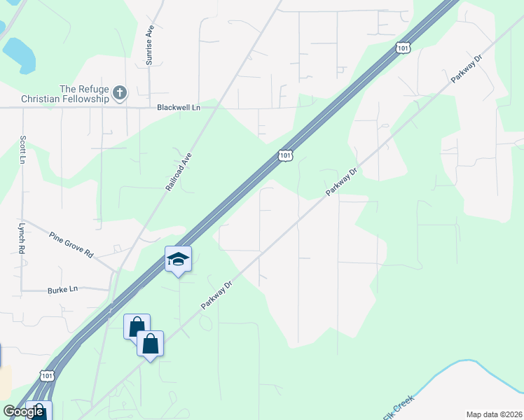 map of restaurants, bars, coffee shops, grocery stores, and more near 601 Park Place in Crescent City
