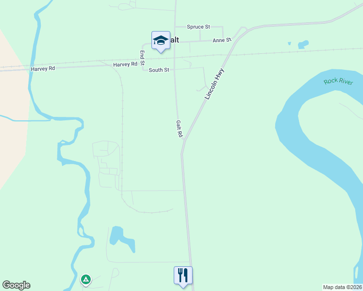 map of restaurants, bars, coffee shops, grocery stores, and more near 13713 Lincoln Highway in Sterling