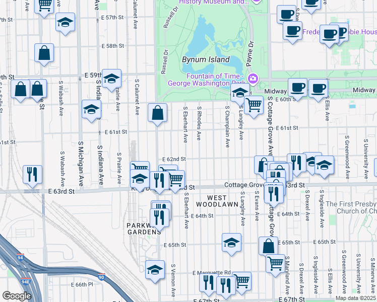 map of restaurants, bars, coffee shops, grocery stores, and more near in Chicago