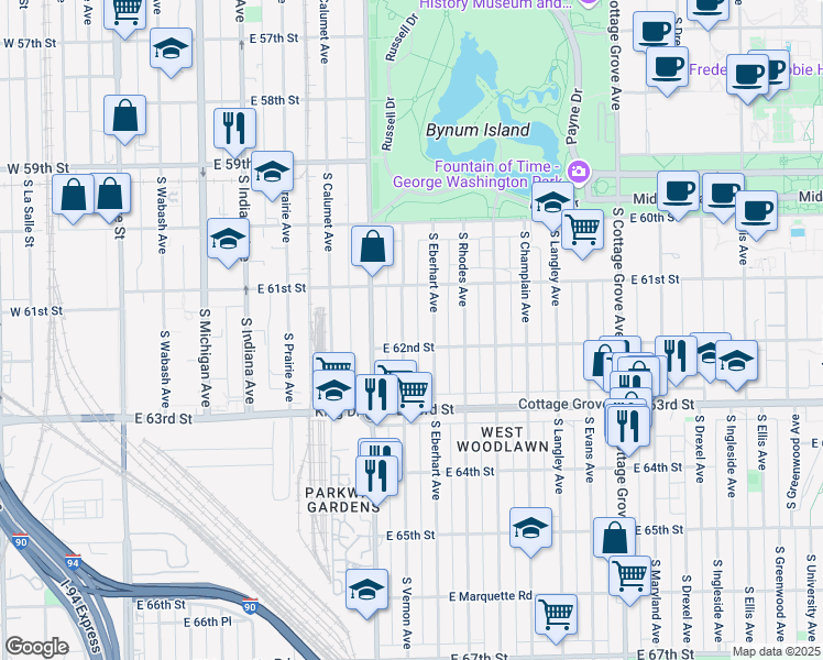 map of restaurants, bars, coffee shops, grocery stores, and more near in Chicago