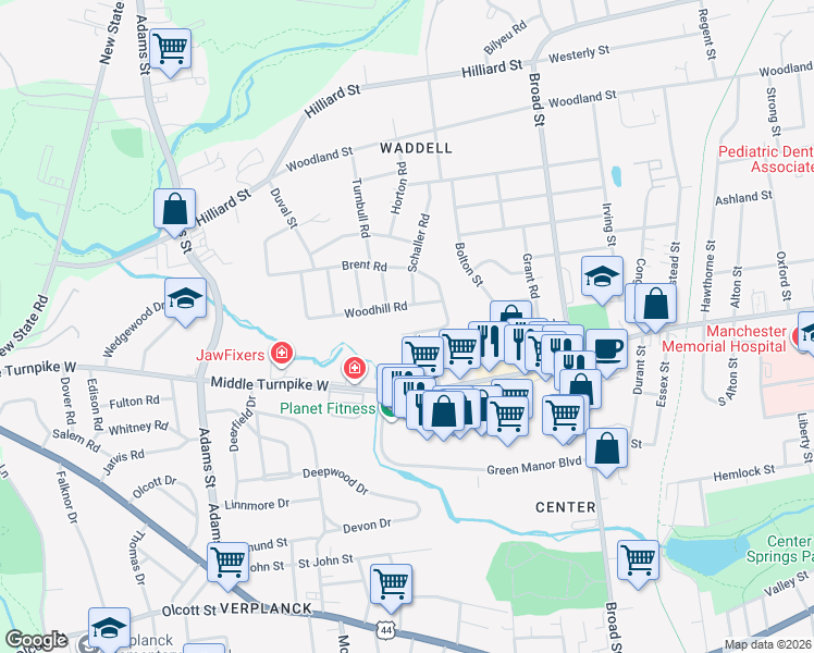 map of restaurants, bars, coffee shops, grocery stores, and more near 3 French Road in Manchester