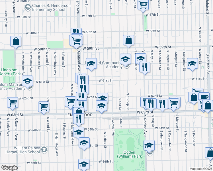 map of restaurants, bars, coffee shops, grocery stores, and more near in Chicago