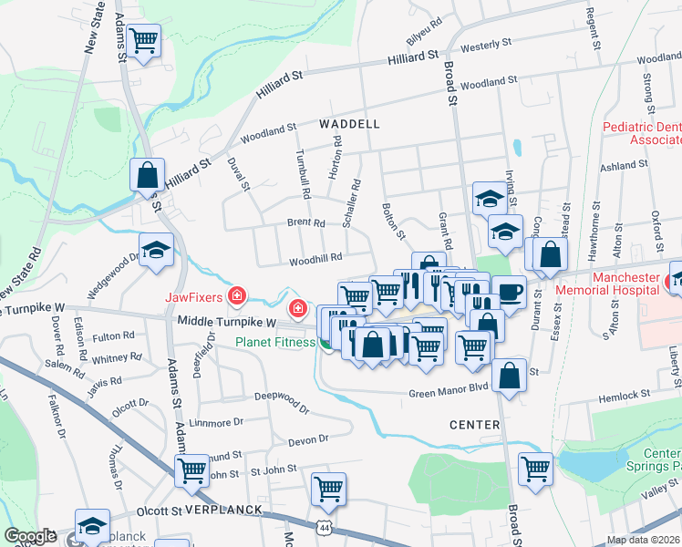 map of restaurants, bars, coffee shops, grocery stores, and more near 3 French Road in Manchester