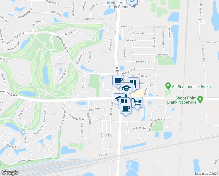 map of restaurants, bars, coffee shops, grocery stores, and more near 1238 Townes Circle in Aurora