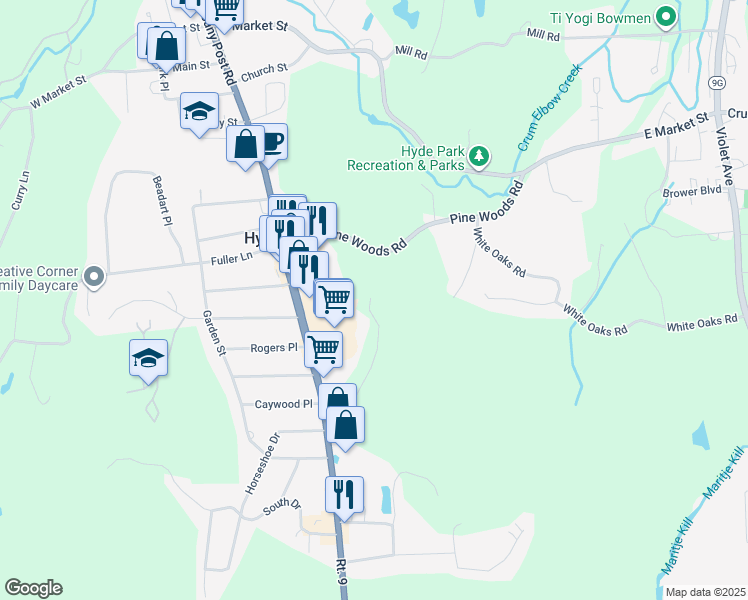 map of restaurants, bars, coffee shops, grocery stores, and more near 31 Van Dam Road in Hyde Park