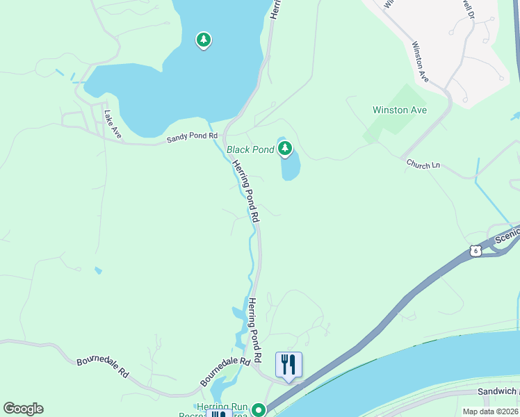 map of restaurants, bars, coffee shops, grocery stores, and more near 150 Herring Pond Road in Bourne