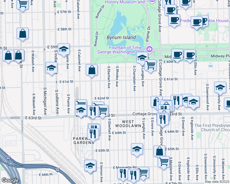map of restaurants, bars, coffee shops, grocery stores, and more near in Chicago