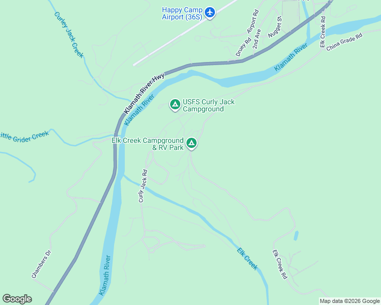 map of restaurants, bars, coffee shops, grocery stores, and more near 727 Elk Creek Road in Happy Camp