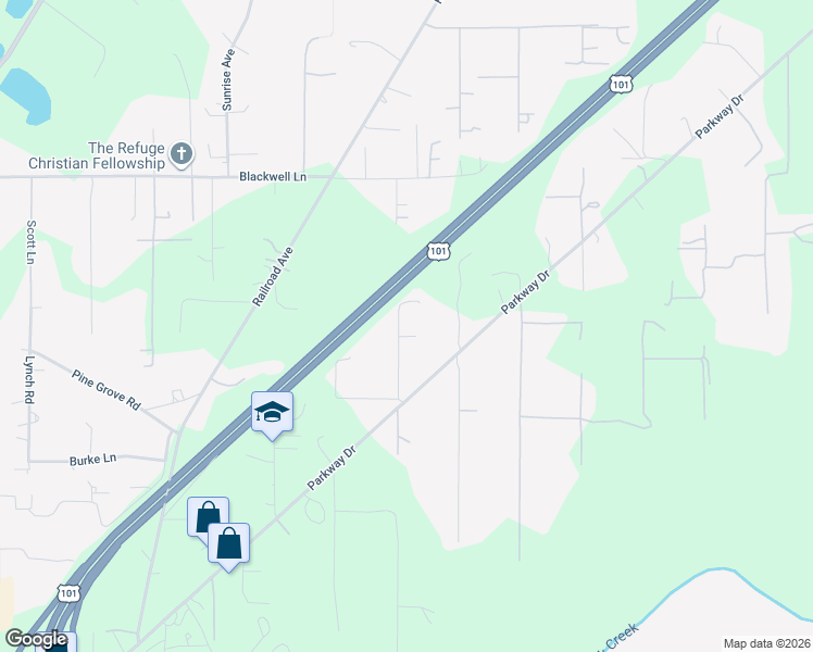 map of restaurants, bars, coffee shops, grocery stores, and more near 601 Park Pl in Crescent City
