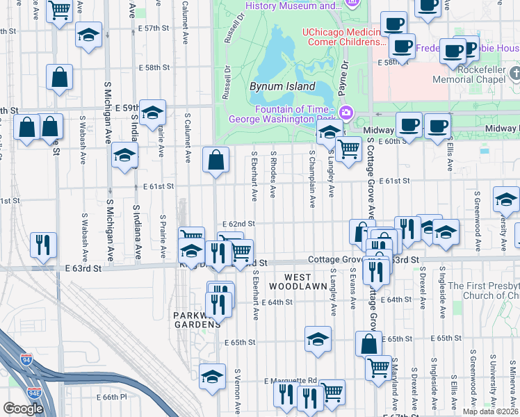map of restaurants, bars, coffee shops, grocery stores, and more near in Chicago