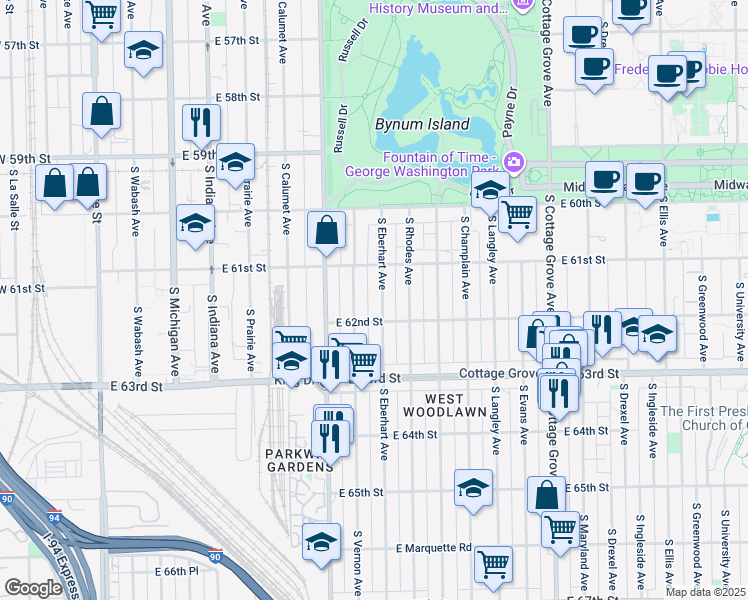 map of restaurants, bars, coffee shops, grocery stores, and more near in Chicago