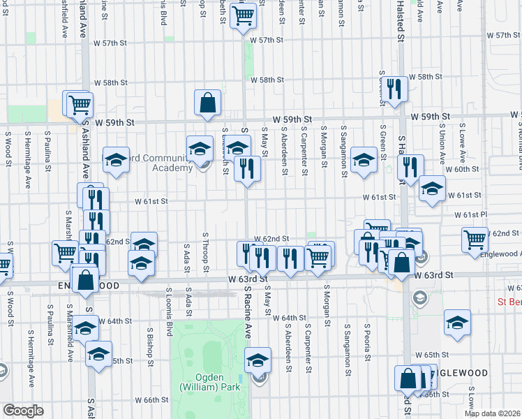 map of restaurants, bars, coffee shops, grocery stores, and more near in Chicago