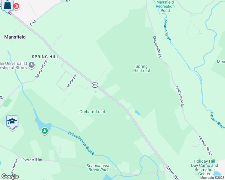 map of restaurants, bars, coffee shops, grocery stores, and more near 844 Storrs Road in Mansfield