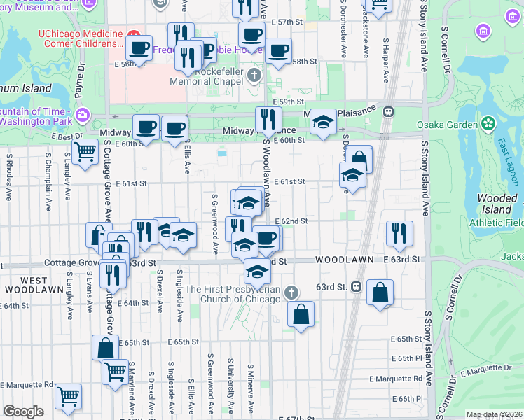 map of restaurants, bars, coffee shops, grocery stores, and more near in Chicago