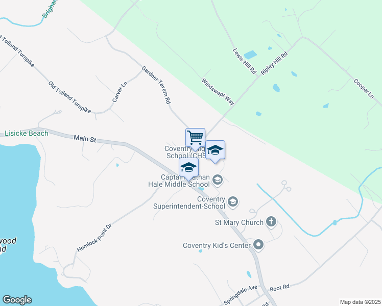 map of restaurants, bars, coffee shops, grocery stores, and more near 78 Ripley Hill Road in Coventry
