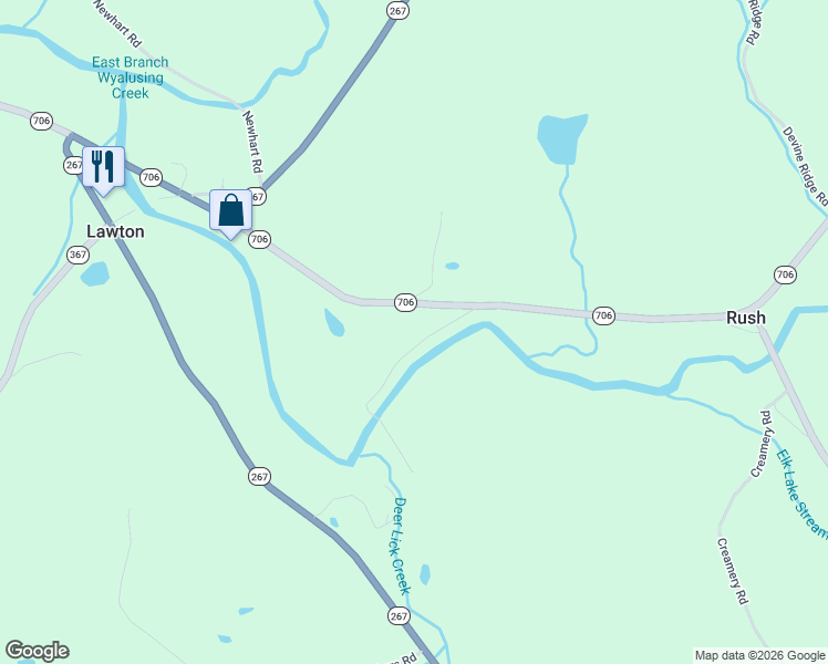 map of restaurants, bars, coffee shops, grocery stores, and more near 4056 Pennsylvania 706 in Montrose