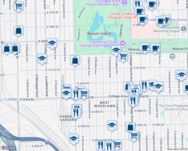 map of restaurants, bars, coffee shops, grocery stores, and more near in Chicago