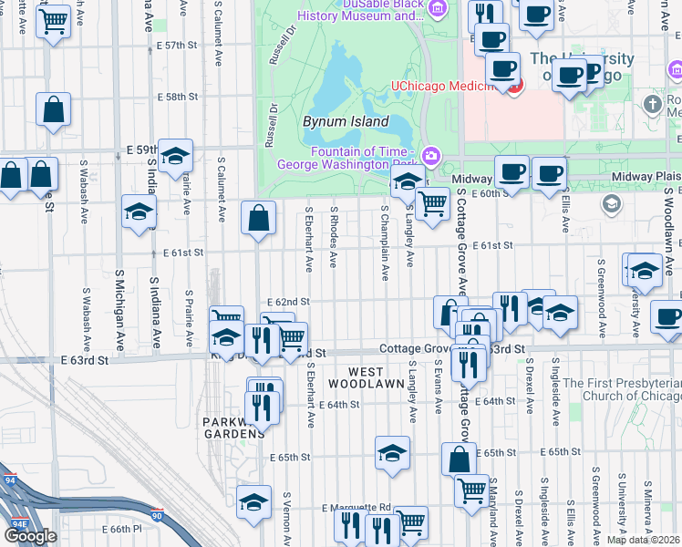 map of restaurants, bars, coffee shops, grocery stores, and more near in Chicago