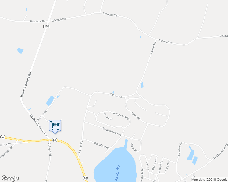 map of restaurants, bars, coffee shops, grocery stores, and more near 125 Karmel Road in Loch Sheldrake