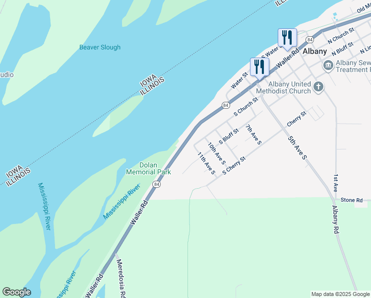 map of restaurants, bars, coffee shops, grocery stores, and more near 1206 South Bluff Street in Albany
