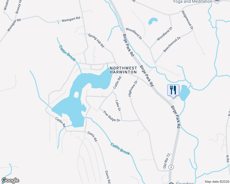 map of restaurants, bars, coffee shops, grocery stores, and more near 35 Lake Drive in Harwinton