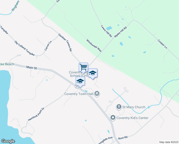 map of restaurants, bars, coffee shops, grocery stores, and more near Gardner Tavern Lane in Coventry