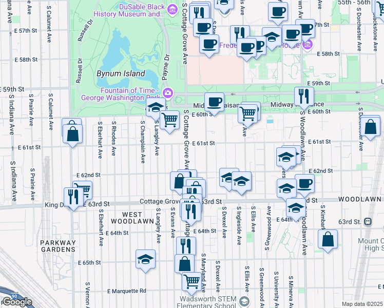 map of restaurants, bars, coffee shops, grocery stores, and more near in Chicago