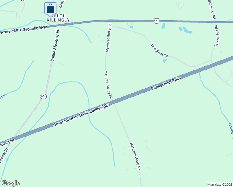map of restaurants, bars, coffee shops, grocery stores, and more near 124 Margaret Henry Road in Killingly