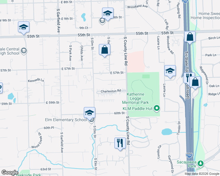 map of restaurants, bars, coffee shops, grocery stores, and more near 704 Chanticleer Lane in Hinsdale