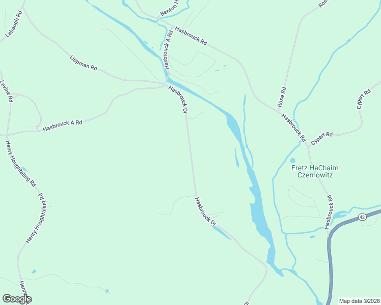 map of restaurants, bars, coffee shops, grocery stores, and more near 459 Hasbrouck Drive in Woodbourne