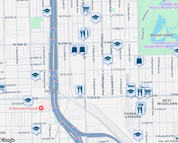 map of restaurants, bars, coffee shops, grocery stores, and more near 15 South State Street in Chicago
