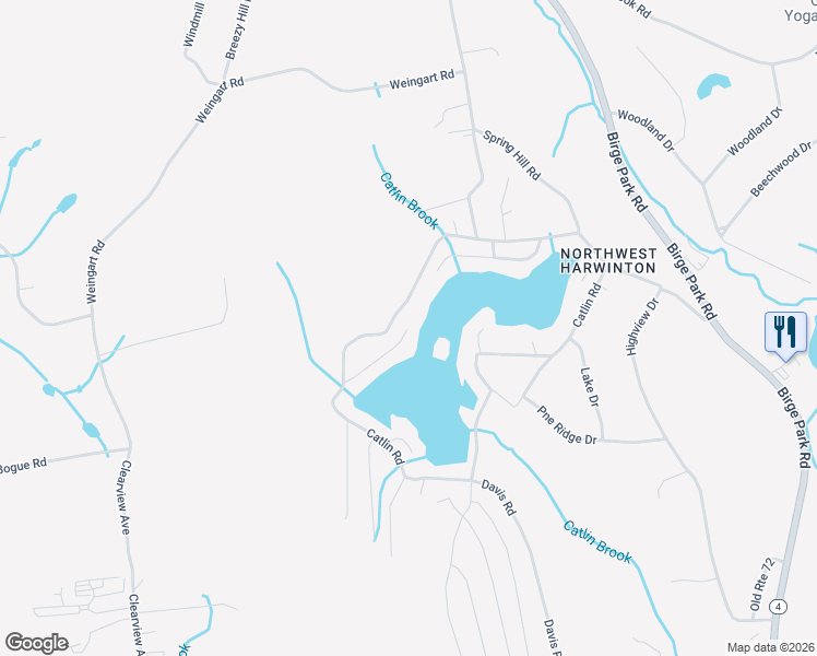 map of restaurants, bars, coffee shops, grocery stores, and more near 2-50 Lake Shore Drive in Harwinton