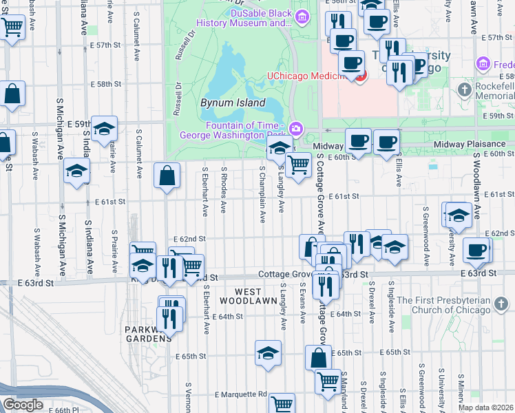map of restaurants, bars, coffee shops, grocery stores, and more near in Chicago