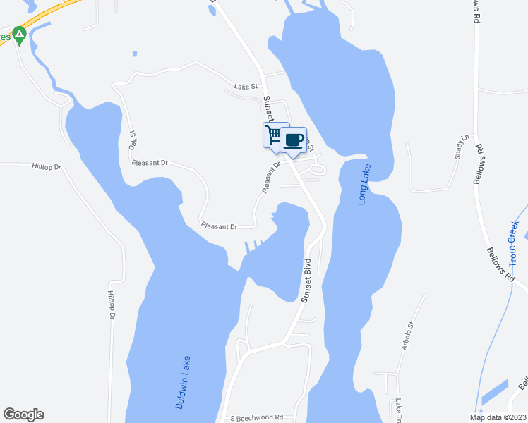 map of restaurants, bars, coffee shops, grocery stores, and more near 13241 Pleasant Drive in Union